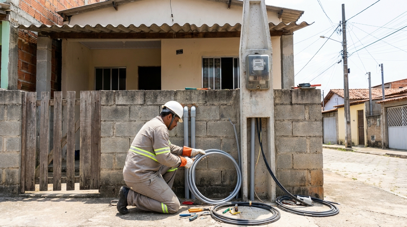 Instalação de Poste Padrão no Caputera, Sorocaba‑SP