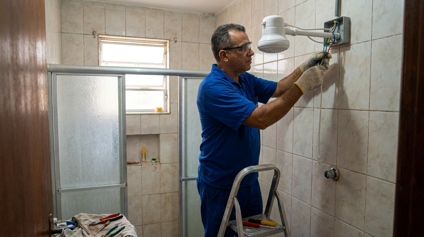 Substituição de Chuveiro Antigo no Jardim Santana, Sorocaba‑SP